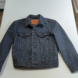 Levi's Denim Jacket with Blue Leopard Pattern XS